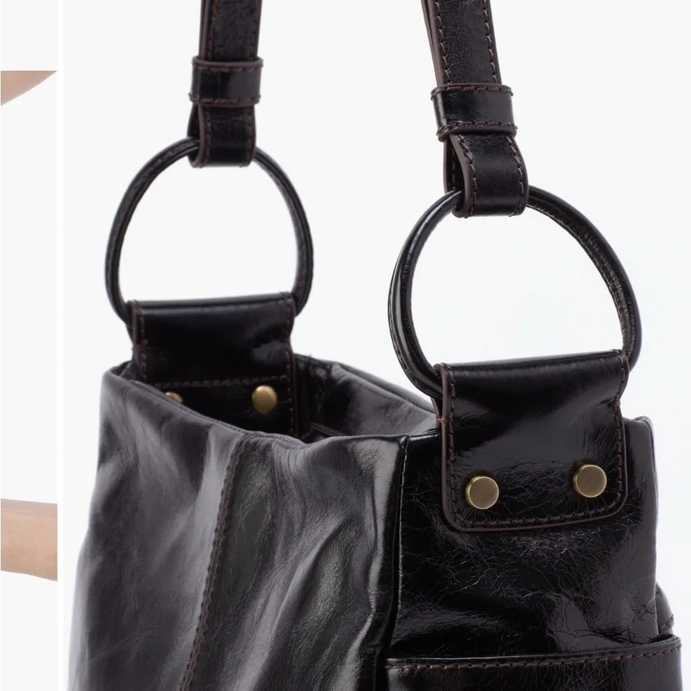 HOBO Classic Black Leather Shoulder Bag - Picture 4 of 10